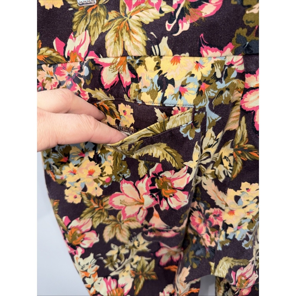 SOFT SURROUNDINGS Women's Size S Stretch Pants Floral Brown Pink Hibiscus - Picture 6 of 11
